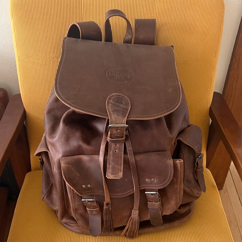 Vintage Large Leather Backpack - image 1